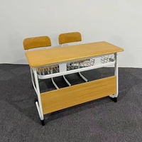 Table d'étudiant double places en bois confortable chaise prix ensembles scolaires meilleure vente, mobilier de classe scolaire