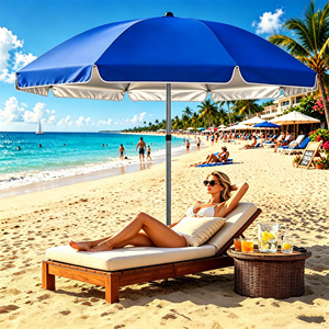 Ombrellone da Spiaggia Blu, Protezione UV, Blocco del Calore, Portatile per Esterni - Product Image 2