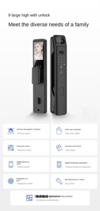 Alüminyum alaşım ile fabrika doğrudan akıllı kilitler parmak izi yüz tanıma şifre WIFI gözetim kamera Video interkom - Product Image 2