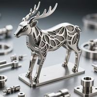 Chine personnalisé CNC usinage en acier inoxydable animaux ornements personnalisé argent léopard Statue ornement de bureau porte chance
