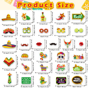 Decoraciones para Cabina de Fotos del Carnaval Mexicano Cinco de Mayo, Accesorios Festivos para Fiestas Latinoamericanas, Papel de Colores Brillantes, Decoración de Halloween - Product Image 4