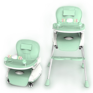 Chaise Haute de Repas Pliable 3 en 1 Pour Bébé avec Roues et Réhausseur Alimentation Enfants - Product Image 2