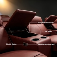 Fauteuil double électrique moderne haut de gamme en cuir véritable pour home cinéma, fonctionnel pour salons et halls, en métal et bois