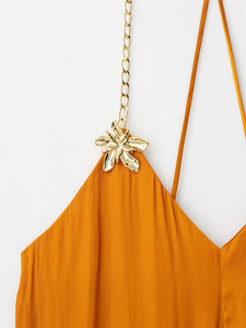 Women's <b>Spaghetti</b> <b>Strap</b> Halter Neck Solid Color Sleeveless Asymmetric Casual Dresses Fashion - Product Image 2