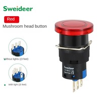 Interrupteur Mirco en plastique rouge à réinitialisation momentanée éclairée par LED 16mm Interrupteur à bouton poussoir d'arcade 3 broches 5 broches pour machine de jeu