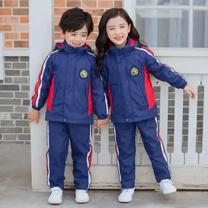 RG-秋冬梭织棉涤纶面料夹克和裤子套装男女通用幼儿园校服