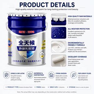 Peinture murale extérieure en latex toutes saisons, revêtement mural extérieur résistant aux intempéries, anti-décoloration, faible odeur - Product Image 4