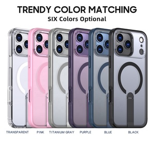 Chống sốc PC + TPU + kim loại máy ảnh khung + <span class=keywords><strong>Hidden</strong></span> Kẽm hợp kim dọc chân đế điện thoại bìa với được xây dựng trong nam châm cho iPhone 17 Pro Max - Product Image 5