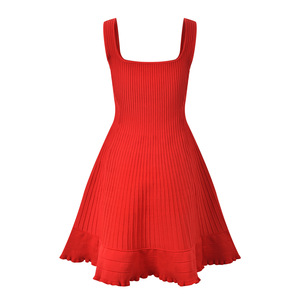 Abiti Mini Senza Maniche Verde e Rosso, Collo Quadrato, Vestito Aderente <span class=keywords><strong>Sexy</strong></span> in Maglia, Nuovo <span class=keywords><strong>Abbigliamento</strong></span> Femminile alla Moda <span class=keywords><strong>Casual</strong></span> - Product Image 4