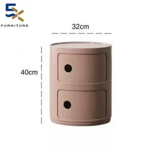 Piccolo <span class=keywords><strong>Comodino</strong></span> di Design Moderno Francese Mobile Contenitore Rotondo a Doppio Strato con Cassetti Tavolino da Notte per Camera da Letto Sotto Scrivania - Product Image 5