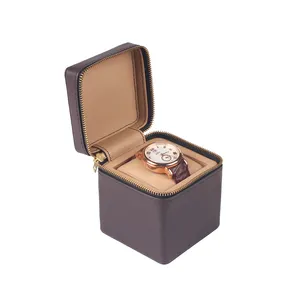 Luxus Echt leder Herren Single Wrist Watch Travel Case mit Reiß verschluss