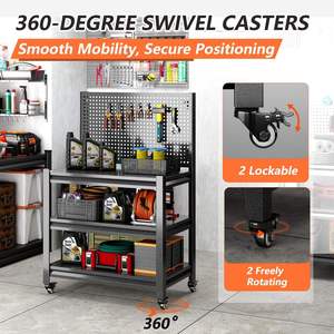 Stackable Wire Mesh <strong>Shelving</strong> with <strong>Plastic</strong> Bins, Modular Storage Rack System for Organized Parts Storage - Product Image 3