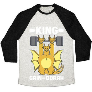 King Gain-Dorah - King Ghidorah Unisex Tri-Blend <b>Baseball</b> <b>Tee</b> - Product Image 3