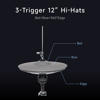 Cymbale électronique Hi-Hat triple zone de 12 pouces avec déclencheur de bord de cloche pour batterie hybride et performance professionnelle
