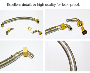 Tuyaux de raccordement pour climatiseur central L250mm DN18 Coude à écrou en laiton*2 G3/8 Tuyaux flexibles tressés HVAC SUS304 OEM/MeiMing HB2E3 - Product Image 2