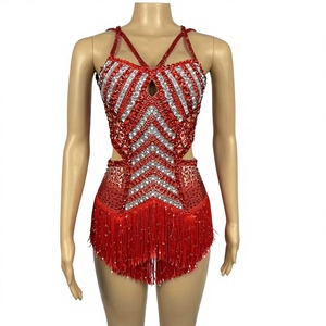 Nuevo Traje <span class=keywords><strong>de</strong></span> Drag Queen para Discoteca, Vestido con Tirantes para Fiesta <span class=keywords><strong>de</strong></span> DJ, Disfraz con Pedrería Plateada y Borlas, Body para Cantante, Ropa <span class=keywords><strong>de</strong></span> <span class=keywords><strong>Jazz</strong></span> para Mujer - Product Image 2