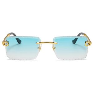 Rimless <b>Square</b> Metal High Quality Trendy Fashion <b>Sunglasses</b> 2024 UV400 Gold Clear Lenses Twist Mirror Legs - Product Image 2