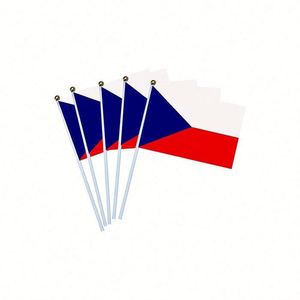 Wholesale Cheap Custom Printed 14x21cm Czech Republic Mini <b>Flag</b> Czechish Hand Held Waving <b>Flag</b> - Product Image 2