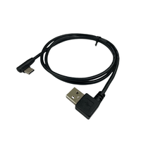 Kabel Pengisian Daya USB/A Male 2.0 Kecepatan Tinggi Sudut Kanan 90 Derajat dengan Pelindung PVC dan Anyaman untuk Penggunaan Kamera dan Komputer