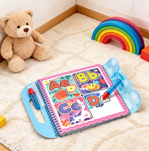 Livre de coloriage à l'eau pour les tout-petits de 3 à 5 ans, 14 pages d'activités réutilisables avec stylo à eau pour un dessin sans désordre - Product Image 2