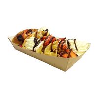 Barquettes en papier kraft compostables imprimées sur mesure pour hamburgers, gâteaux, gaufres, sushis, hot-dogs, barquettes en pulpe de papier pour aliments