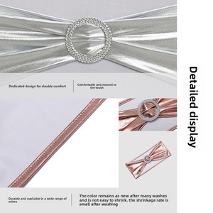 Nœud décoratif sans bretelles en polyester, élastique, avec boucle en <span class=keywords><strong>strass</strong></span> thermocollée, pour dossier de <span class=keywords><strong>chaise</strong></span> de mariage, style moderne et minimaliste, 35-48 cm - Product Image 3