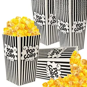 Seaux de pop-corn en papier de nuit de film noir et blanc mini boîtes de pop-corn en gros