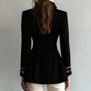 <span class=keywords><strong>Traje</strong></span> <span class=keywords><strong>de</strong></span> <span class=keywords><strong>Mujer</strong></span> <span class=keywords><strong>de</strong></span> Lana Mezclada <span class=keywords><strong>de</strong></span> Alta Gama, Estilo Retro, Cuello en V con Botones Dorados, Color Negro, Venta Directa <span class=keywords><strong>de</strong></span> Fábrica - Product Image 6