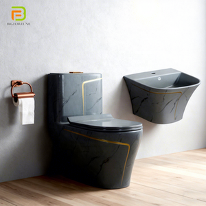 Ensemble de sanitaires très vendu, cuvette de toilette <span class=keywords><strong>en</strong></span> marbre gris, céramique, salle de bain, toilette monobloc et lavabo mural, ensemble de toilette WC - Product Image 1