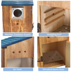 Lüks Su Geçirmez Dayanıklı Kuş Yuvaları Ahşap Mavi Kuş Evleri Mavi Kuşu, Kırlangıç, İspinoz, Çekirdek Kuşu, Kardinal için - Product Image 4
