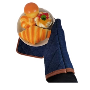 Resistente al calore stampa in tela di cotone <span class=keywords><strong>guanti</strong></span> da <span class=keywords><strong>forno</strong></span> e set di pentole in Denim da cucina <span class=keywords><strong>guanti</strong></span> per la cottura barbecue e lavoro - Product Image 5