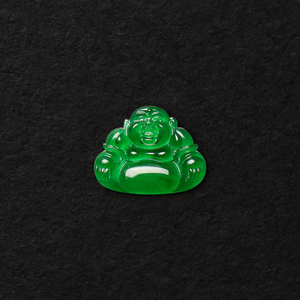 Natural Grade NGTC Certified Green Guatemala Jade (Feicui) <b>Buddha</b> Egg Ring Face Fortune Bean Gourd Peace Leaf Raw <b>Stone</b> Pendant - Product Image 3