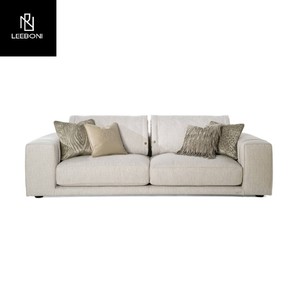 Sofá Modular Contemporáneo Minimalista de 2 Plazas, Tapizado en Tela, Estructura de Madera, Sofá de Lujo para Hotel, Villa, Apartamento, Sala de Estar - Product Image 2