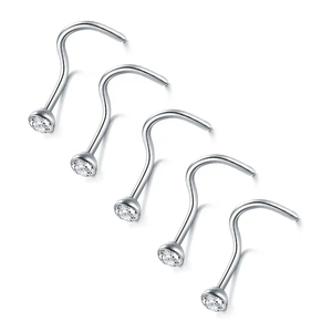 Venta al por mayor G23 titanio curvado claro CZ titanio joyería Piercing L forma/<span class=keywords><strong>S</strong></span> forma nariz anillo para mujeres - Product Image 5