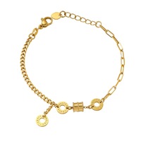 Bracelet pour femme SDELL, élégant, luxueux et sophistiqué, avec chiffres romains, porte-bonheur, en acier inoxydable, avec pompon