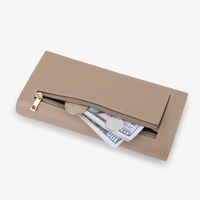 Dompet Wanita High-End PU 2025, Slot Kartu Banyak, Tas Tangan Ritsleting Panjang Sederhana, Lapisan Poliester, Gaya Wanita Modis, Grosir