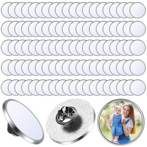 Sublimation Pins <b>Buttons</b> Bulk Round Blanks with Pins DIY <b>Button</b> <b>Badge</b> Kit Sublimation Silver Blank Aluminum Sheet for DIY Craft - Product Image 1