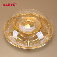 KARYO 2961 Boîte de luxe unique en or, ronde, à double couche, en plastique, pour servir des noix, des fruits, des pâtisseries, des bonbons, avec couvercle transparent
