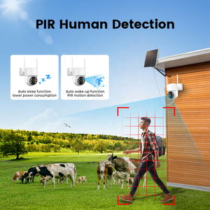 Caméra PTZ solaire 4G avec détection de mouvement PIR Full HD 4MP, vision nocturne couleur, batterie 8000mAh, caméra PTZ solaire 4G - Product Image 5