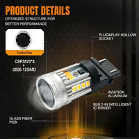 Ampoule LED de voiture à double couleur 1157 3157 7443, blanc pour feux de jour (DRL) et ambre pour clignotants, refroidissement par ventilateur CANBUS sans hyperclignotement