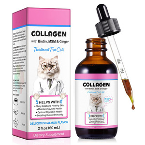 Gouttes liquides de collagène pour chat avec biotine, MSM et gingembre, saveur saumon, 2 fl oz - Product Image 1