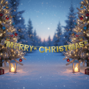 608389 Striscione di Carta Scintillante 'Buon Natale' 1,5m, Ghirlanda di Lettere in Lamina Luccicante, Serie Party Maker Oro Rosso Pronta da Appendere - Product Image 2