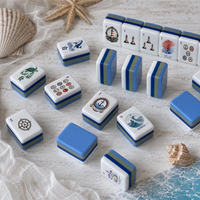 Tuiles de Mahjong de Luxe Personnalisées à Thème Marin, Motif Marin Original, Mahjong Américain pour Cadeau de Maison de Plage