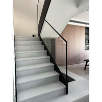 Rampe d'escalier minimaliste nordique et moderne, verre à fente en forme de U avec alliage d'aluminium, supports invisibles montés sur le côté