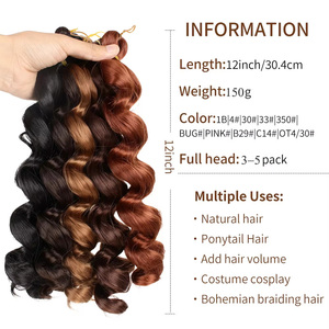 Exhibición de 150g onda de cuerpo suelto estilo Pony rizo espiral ganchillo <span class=keywords><strong>rizos</strong></span> franceses extensiones sintéticas pelo trenzado rizado de alta temperatura - Product Image 6