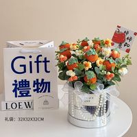 Set Bunga Rajut Buatan Tangan Portabel dalam Wadah, Hadiah Siap Pakai - Hari Ibu Natal, Warna/Ukuran Dapat Disesuaikan, Modern