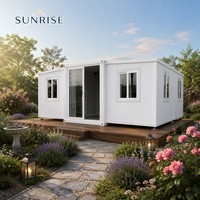 Maison conteneur extensible à double aile SUNRISE de haute qualité, personnalisable, étanche, ignifuge, modulaire et portable pour l'extérieur
