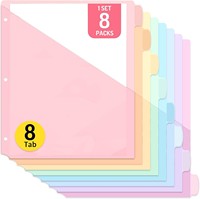 Carpeta de 3 Anillas A4 con 5 Separadores de Índice, Protector de Documentos Color Macaron
