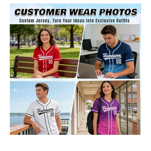 Maillot de softball personnalisé imprimé pour équipe, à boutons, bicolore, maillot de baseball personnalisé par sublimation, vente en gros - Product Image 3