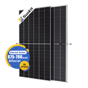 Panel Solar Bifacial SUNKIT 670-700W, Venta al Por Mayor de Fábrica, Módulo de Doble Vidrio con Celdas de Tipo N PERC, 22.7% de Eficiencia, Celdas de 182mm - Product Image 1